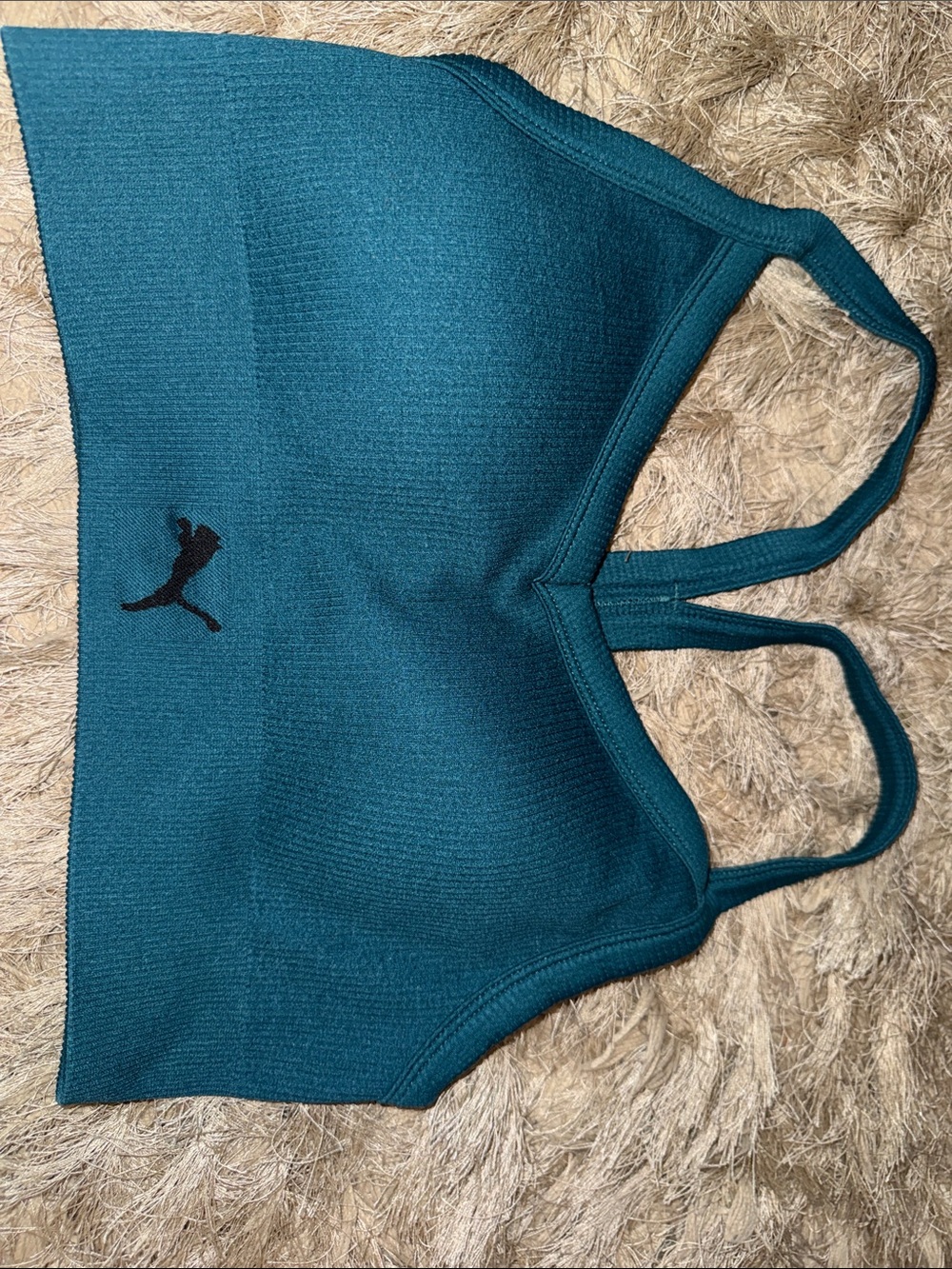Puma Teal Double-Strap Ribbed Sports Bralette